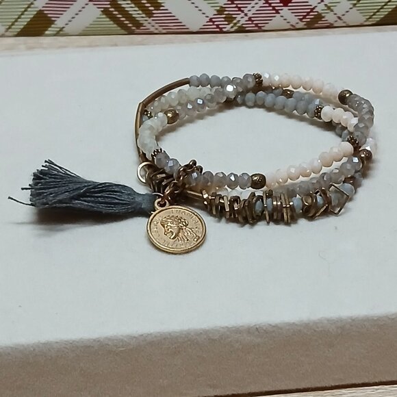 Hand Crafted Multi Strand Stretchy Beaded Tassel Bracelet Fashion Jewelry #42 - Picture 1 of 9